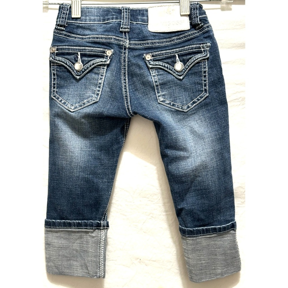 Vigoss Lian Youth Girls Size 6 Cropped & Cuffed Capri Flap Pocket Stretch Jeans